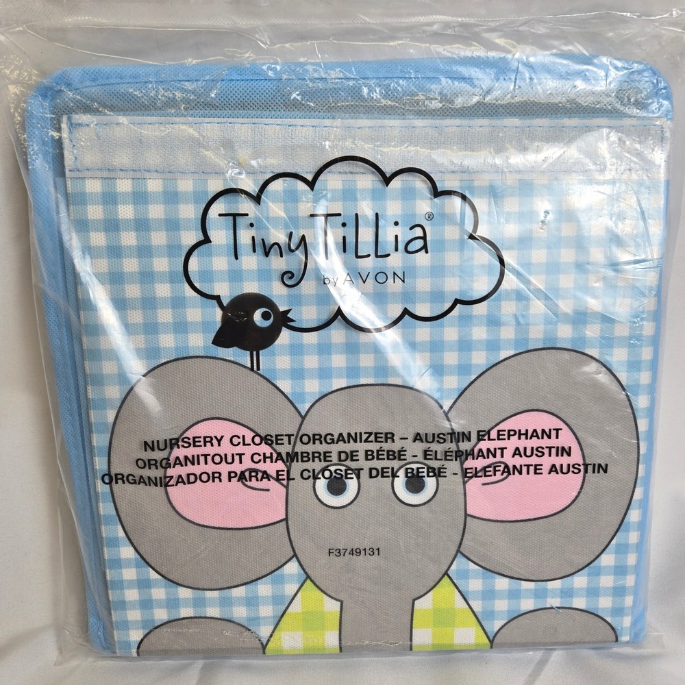 Avon Tiny Tillia Austin Elephant Hanging Nursery Closet Organizer Blue‎ New